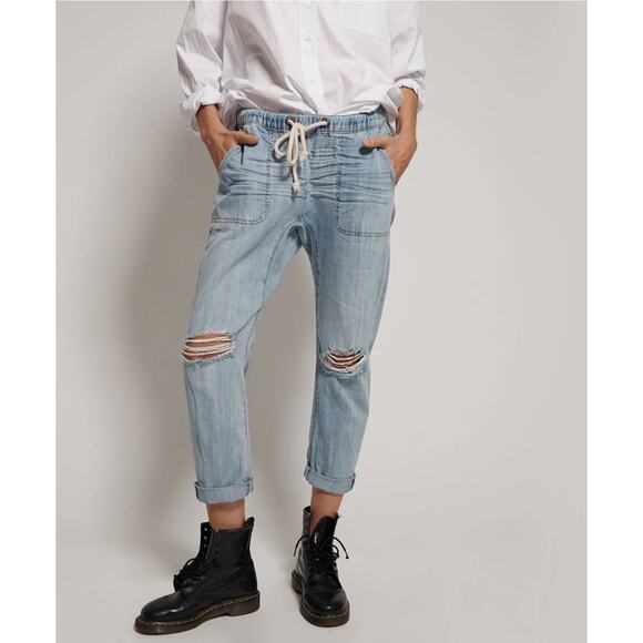 One Teaspoon Shabbies Drawstring Boyfriend Jeans Hustler Distressed Baggy Large - Picture 3 of 15
